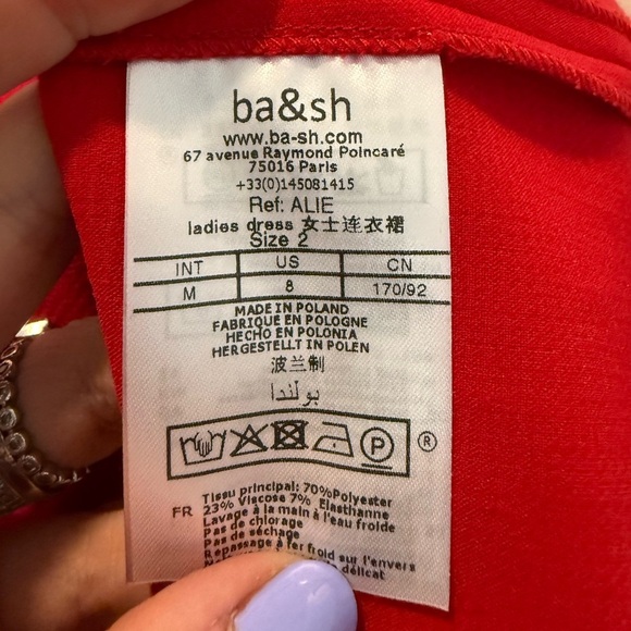 NWT BA&SH Red Mini Off The Shoulder Strapless Dress Size 2 Medium Womens Size 8 - Picture 6 of 6